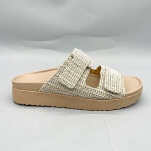 Vionic Womens 8 Riviera Sandals Shoes Cream Gold Platform Slide Comfort Slip On